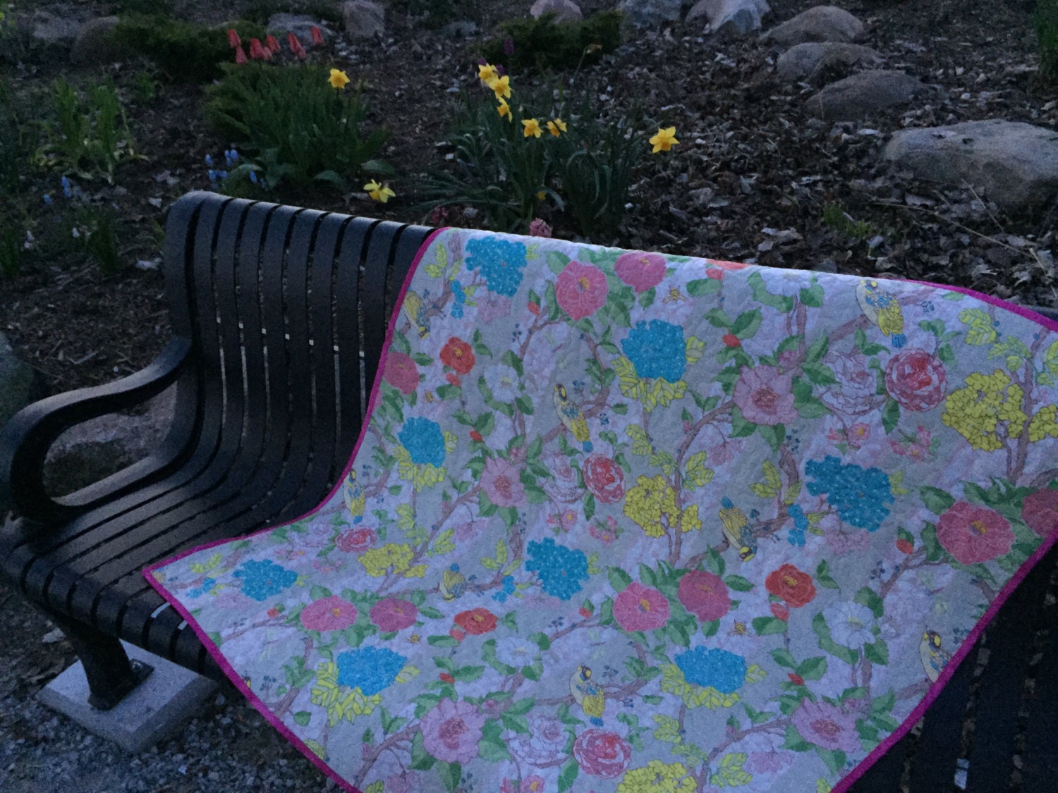 Baby Quilt, Pink Quilt, Pink and Yellow Quilt, Play Mat, Baby Girl