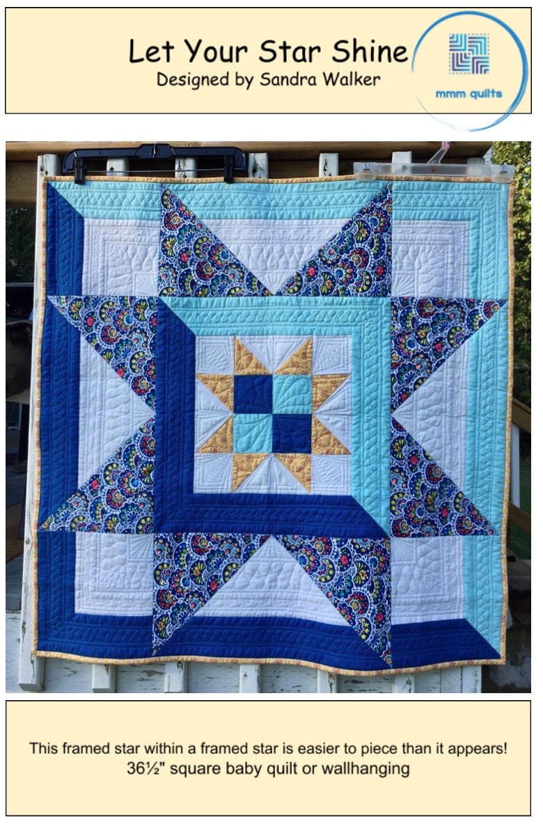Let Your Star Shine - PDF quilt pattern, modern quilt, baby quilt, lap quilt, beginner, quick quilt, simple quilt, throw, published quilt