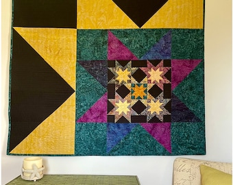 Luminous Layers Star Quilt Pattern, Modern Throw, Beginner Friendly (PDF Pattern)
