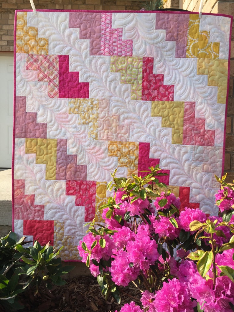 Baby Quilt, Pink Quilt, Pink and Yellow Quilt, Play Mat, Baby Girl