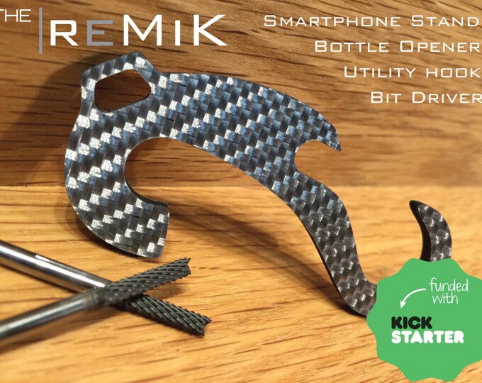 Silver Carbon Fiber Personalized Bottle Opener Minimalist iPhone Travel