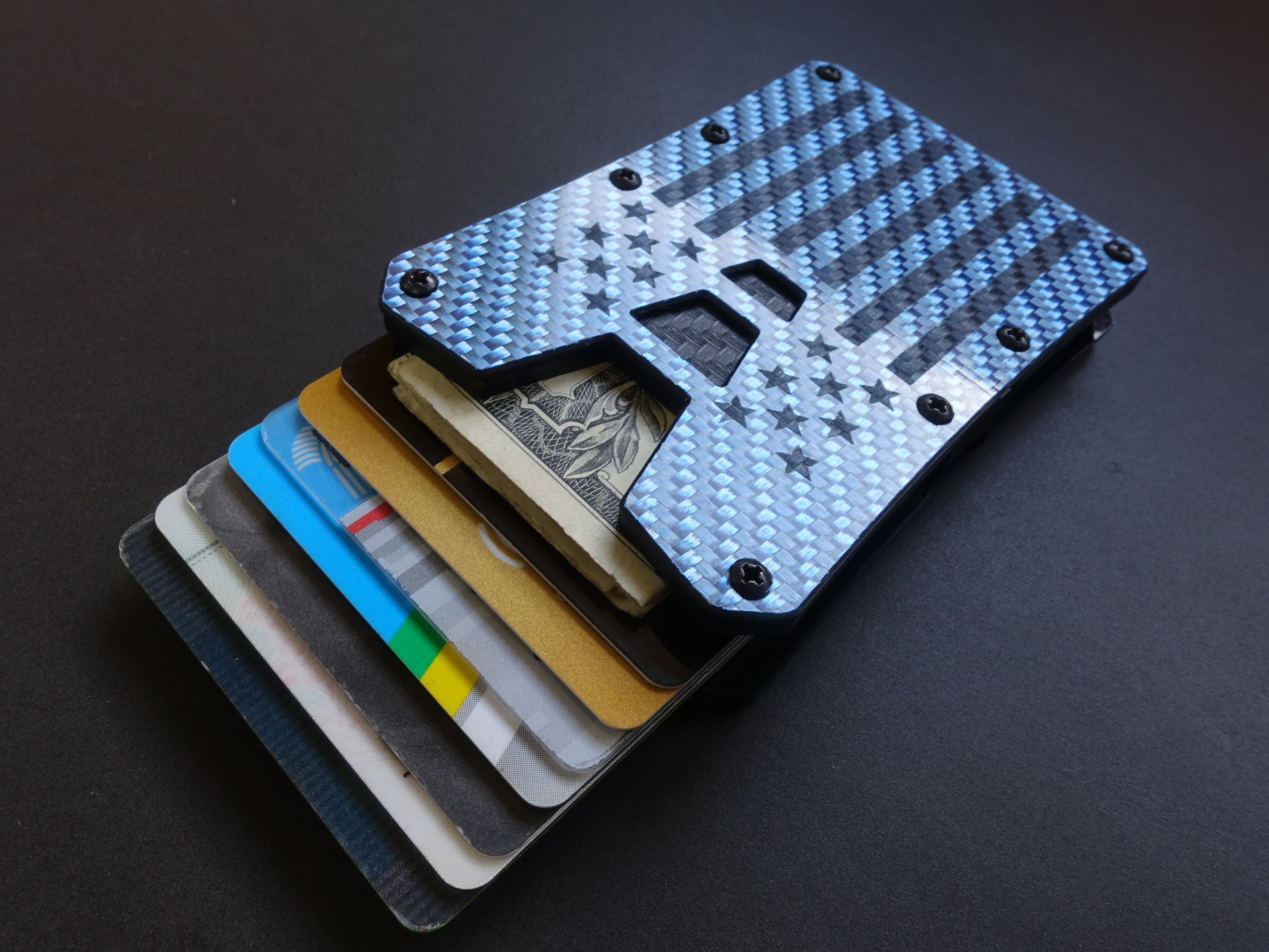 Americana Blue Carbon Fiber Aegis Wallet Custom Slim Wallet Etsy