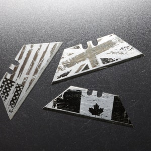 Laser Engraved Flag & Topographic 4-Pack Utility Blades for Crafts, Double-Sided Replaceable Custom Stanley Hobby Blade for Workshop, image 10