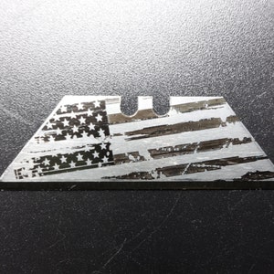Laser Engraved Flag & Topographic 4-Pack Utility Blades for Crafts, Double-Sided Replaceable Custom Stanley Hobby Blade for Workshop, image 4