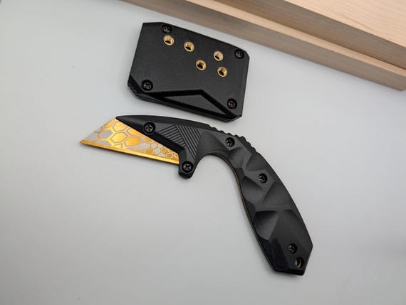PKT44 G10 Fixed Blade Utility Knife & Titanium Coated SK2H Blade Set - Gold