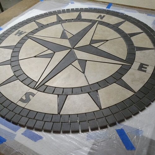 Handcrafted Porcelain Tile Classic Compass Rose Mosaic - Etsy