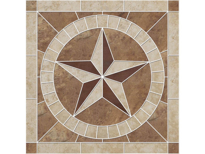 Texas Star Porcelain Tile Mosaic Medallion Etsy
