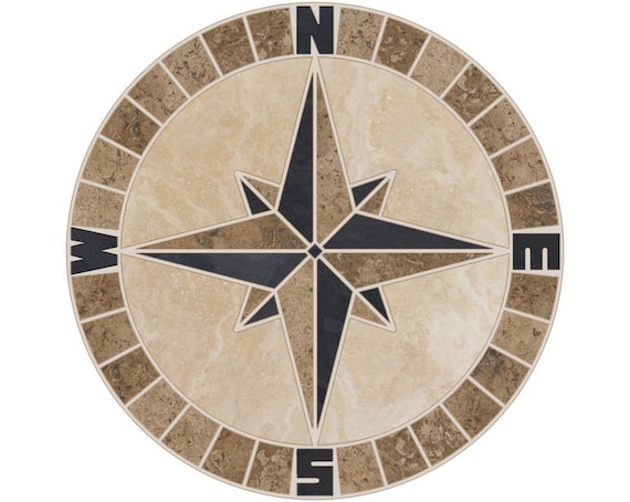 12/" Tile Mosaic Medallion Mariners Compass Travertine Slate Backsplash Flooring