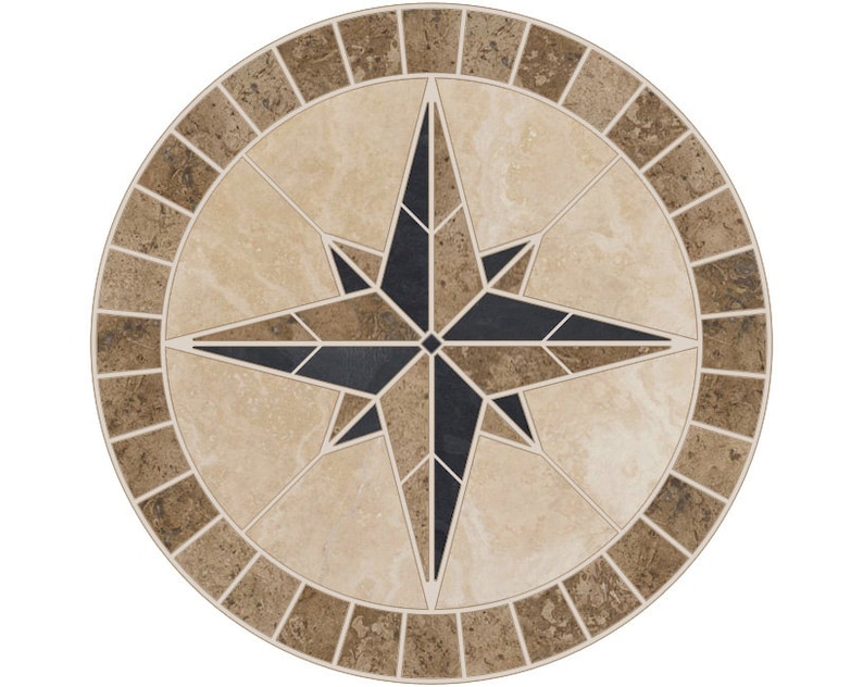LARGE SIZE Tile Mosaic Medallion Natural Stone Mariners Etsy