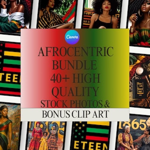 Pacchetto di foto stock afrocentriche + clip art / Oltre 40 immagini di alta qualità di Juneteenth e cultura nera / PNG bonus inclusi
