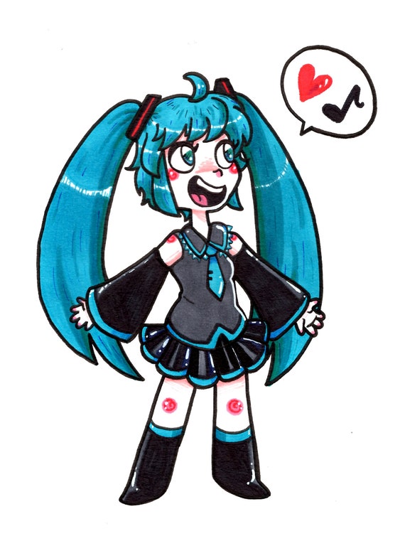 Hatsune Miku Original Illustration Etsy