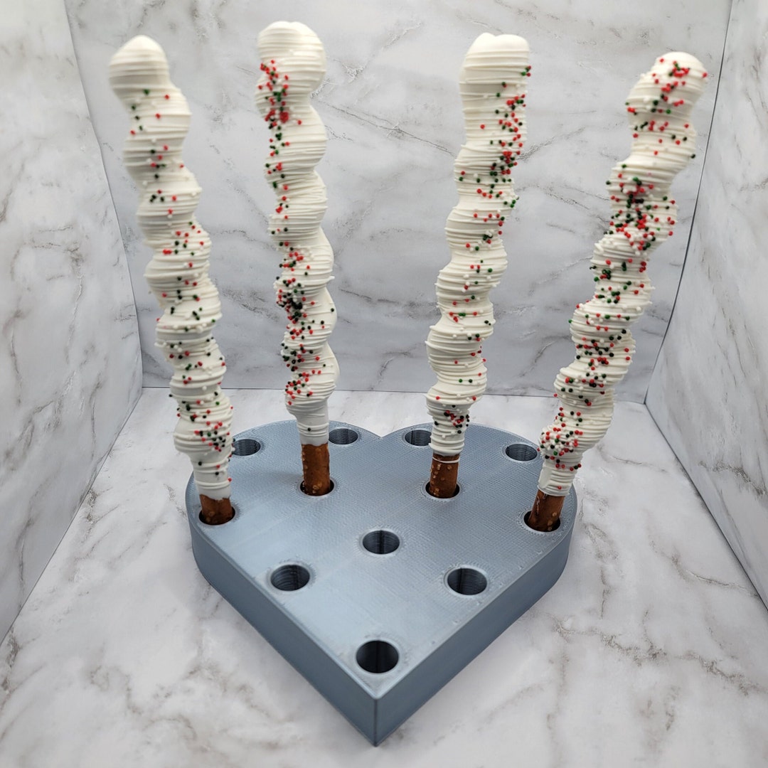 Pretzel Rod Stand 12 Hole Heart Shaped Dessert Table Treat Displays