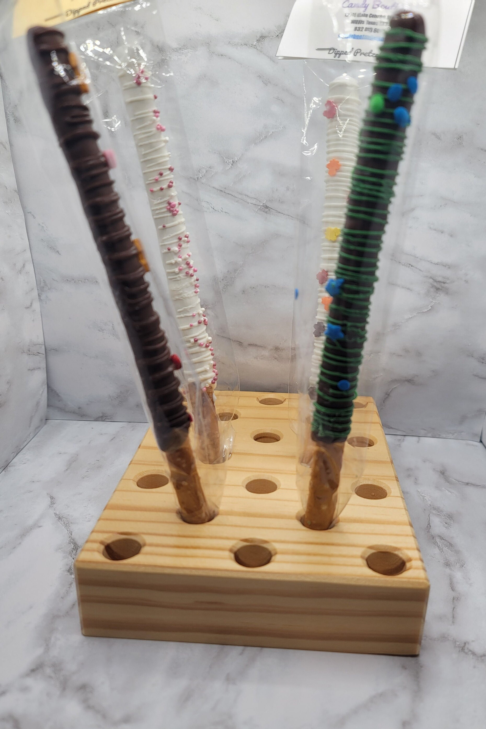 Pine Pretzel Rod Stand, Wood Pretzel Rod Stand, Rustic Dessert Table