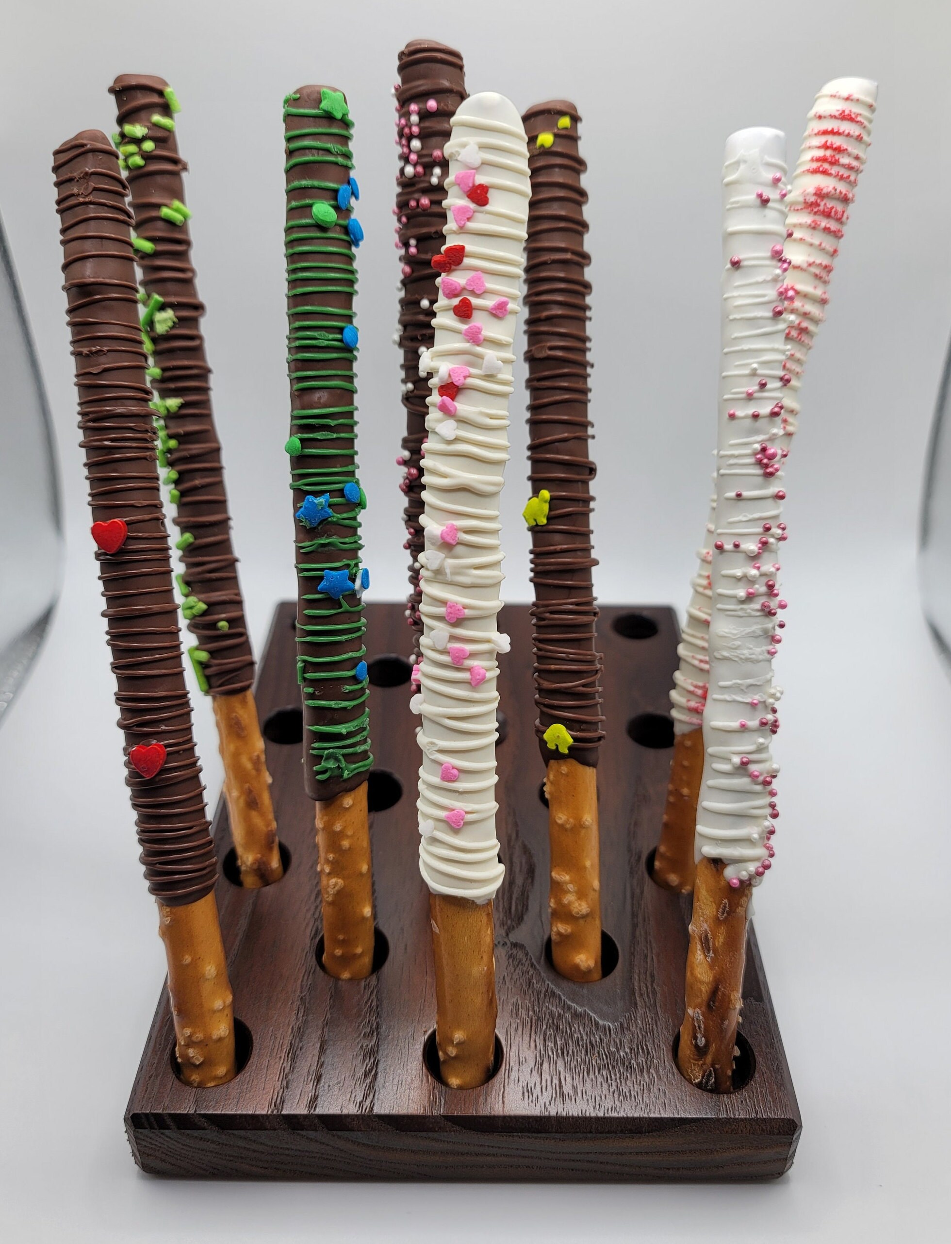 Wood Pretzel Rod Stand Solid Walnut Pretzel Rod Stand Rustic Etsy