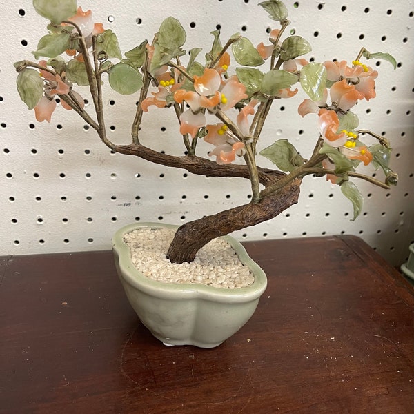 Vintage Bonsai Glass Tree Etsy