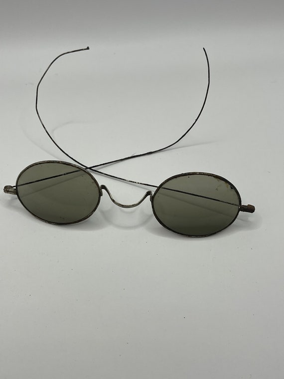 Grey tinted silver antique eyeglasses - antique gl