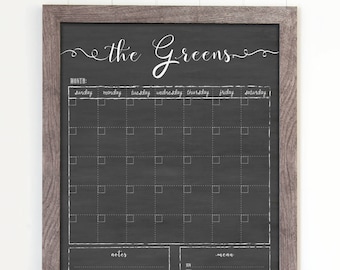 Dry Erase Calendar, 18x24 Customized Dry Erase Wall Calendar, Chalkboard Calendar, Family Framed Calendar, 2018 calendar organizer, #1804