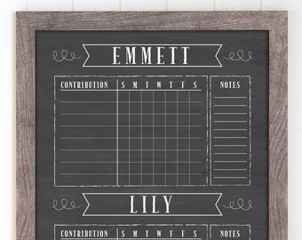 dry erase chart etsy custom chore charts