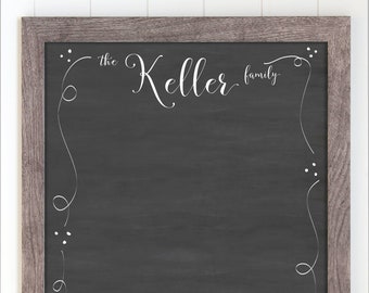 Framed Customized Dry Erase Chalkboard | 2 Sizes Available | Framed Dry Erase Board |Family Name Chalkboard #3670/#1833