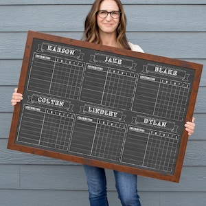 6 Kid Chore Chart , Family Chore Chart , 4 Children + Parents chore chart,  #3679