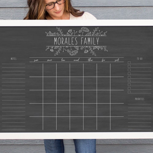 Chalkboard Calendar MEDIUM Dry Erase Calendar Framed Etsy