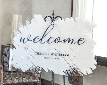 Large Welcome Sign -  Custom Acrylic Wedding Sign with Painted Background, More Colors