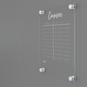 Kids Chore Chart For Dark Wall, White Text Chore Chart, Floating Acrylic Chores Chart, To Do List For Wall, Floating Chores Board