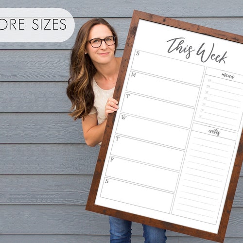 Framed Dry Erase Weekly Calendar on Whiteboard With Free Etsy