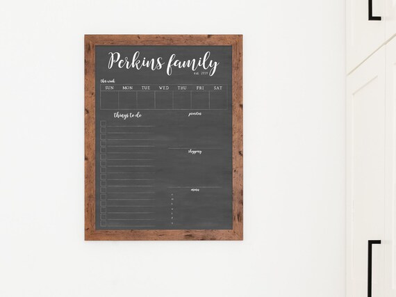 18x24 Weekly Dry Erase Calendar | Chalkboard Calendar