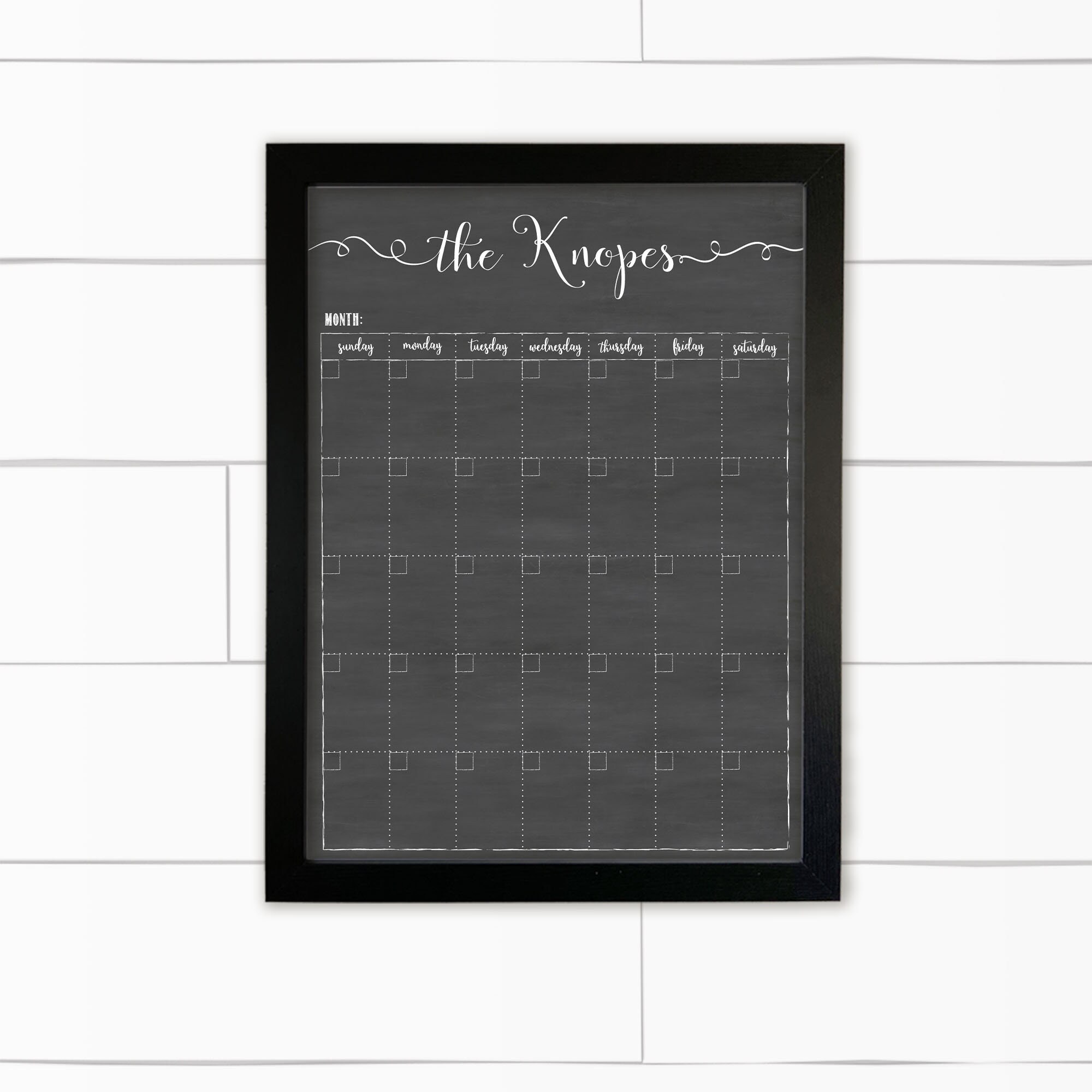 18x24 Calendar Chalkboard Dryerase Framed Wall Calendar Etsy