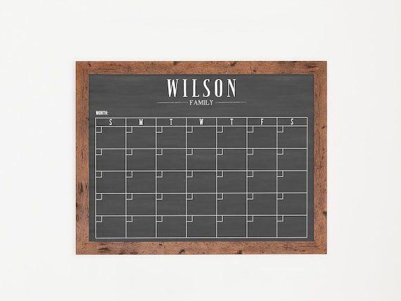 Chalkboard Calendar Wedding Gift 24x18 Chalkboard Dry Erase Calendar  Personalized Gift Custom Family Calendar 1805 Swanson 