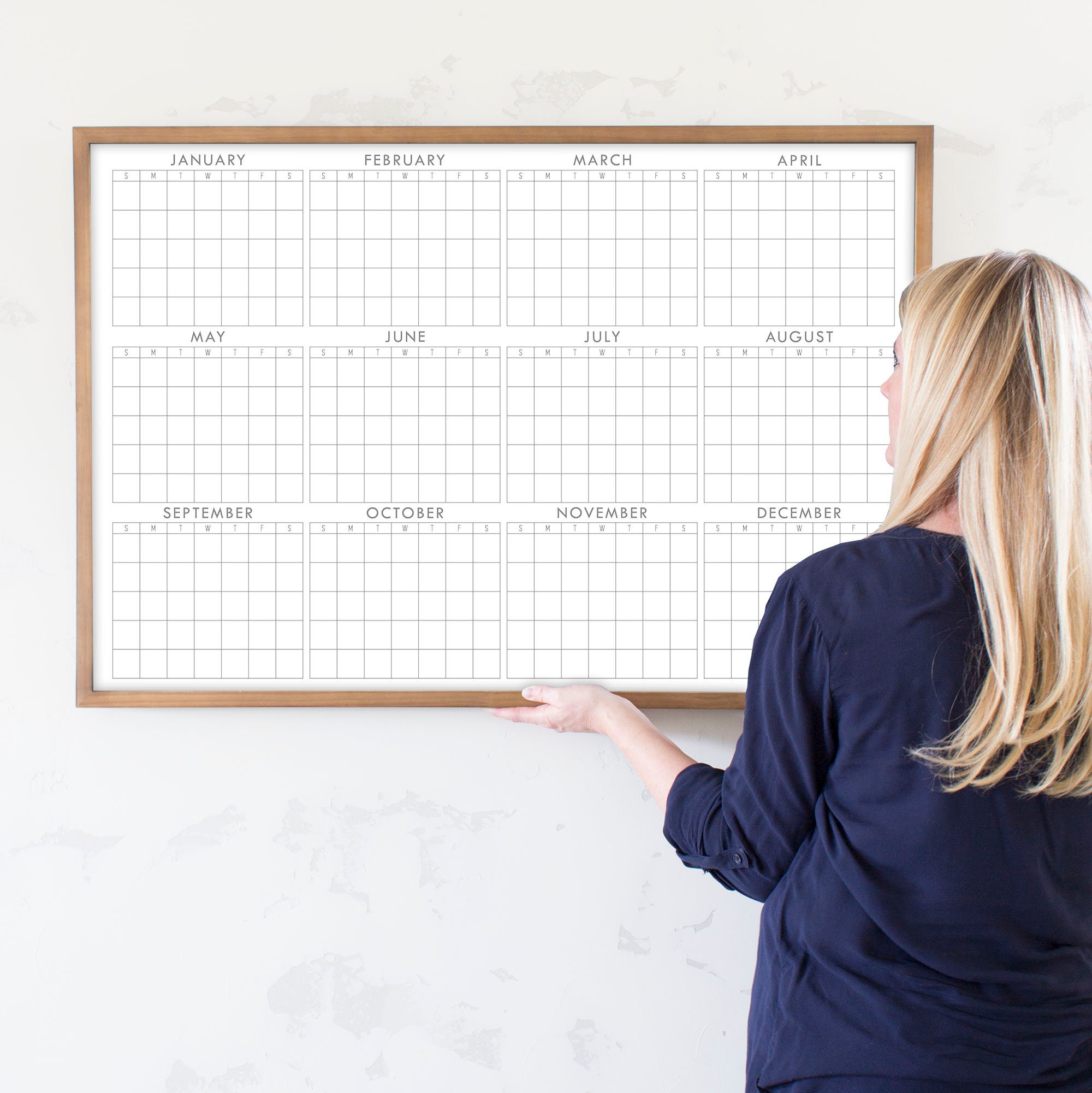 Yearly Whiteboard Calendar 36 X 24 Reusable Large Etsy Australia