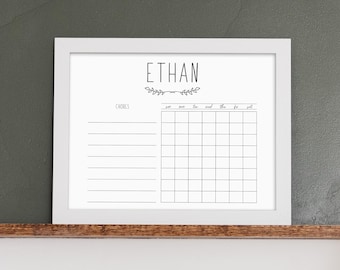 Personalized Chore Chart for Kids on Framed Whiteboard for Daily and Weekly Routine Schedule | Dry Erase with Magnetic Option