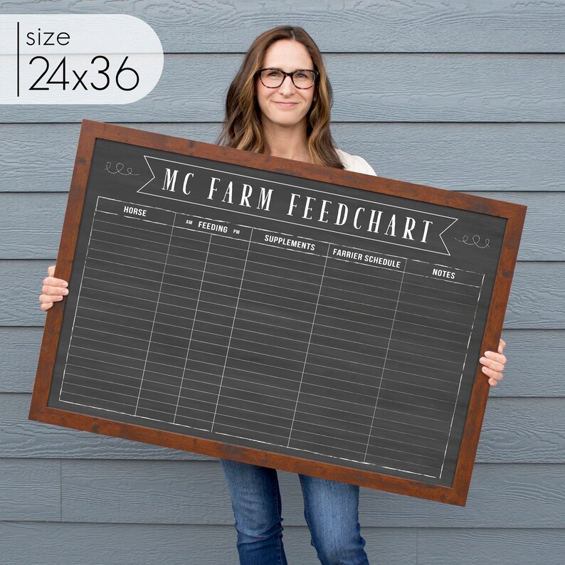 Dry Erase Horse Feed Chart Feeding Schedule for Horse Stable Etsy