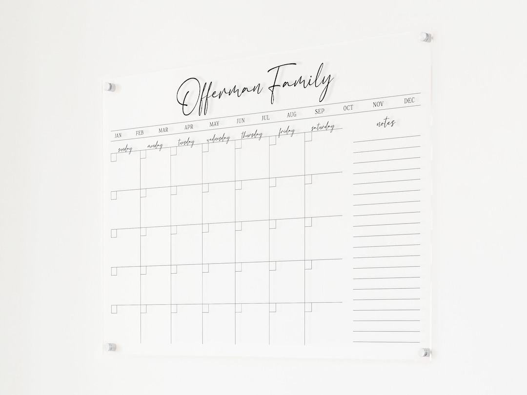 Personalized Acrylic Family Wall Calendar for Kitchen , Dry Erase