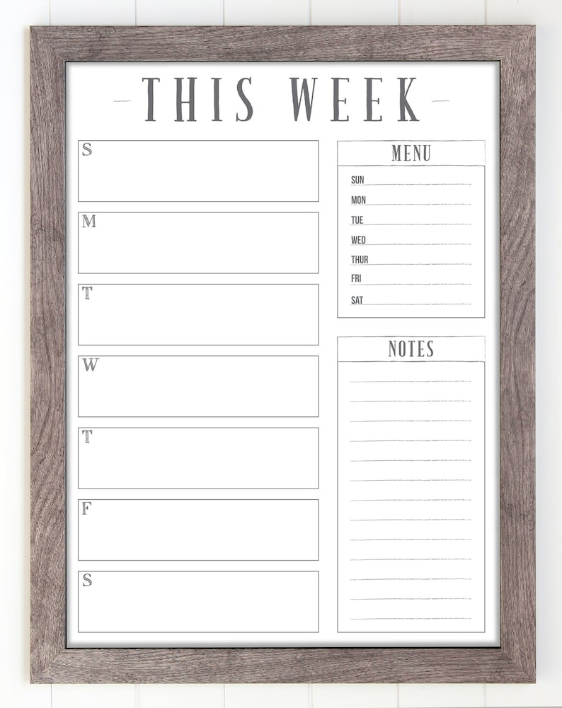 18x24 Weekly Calendar Weekly Dry Erase Planner Custom Framed Etsy