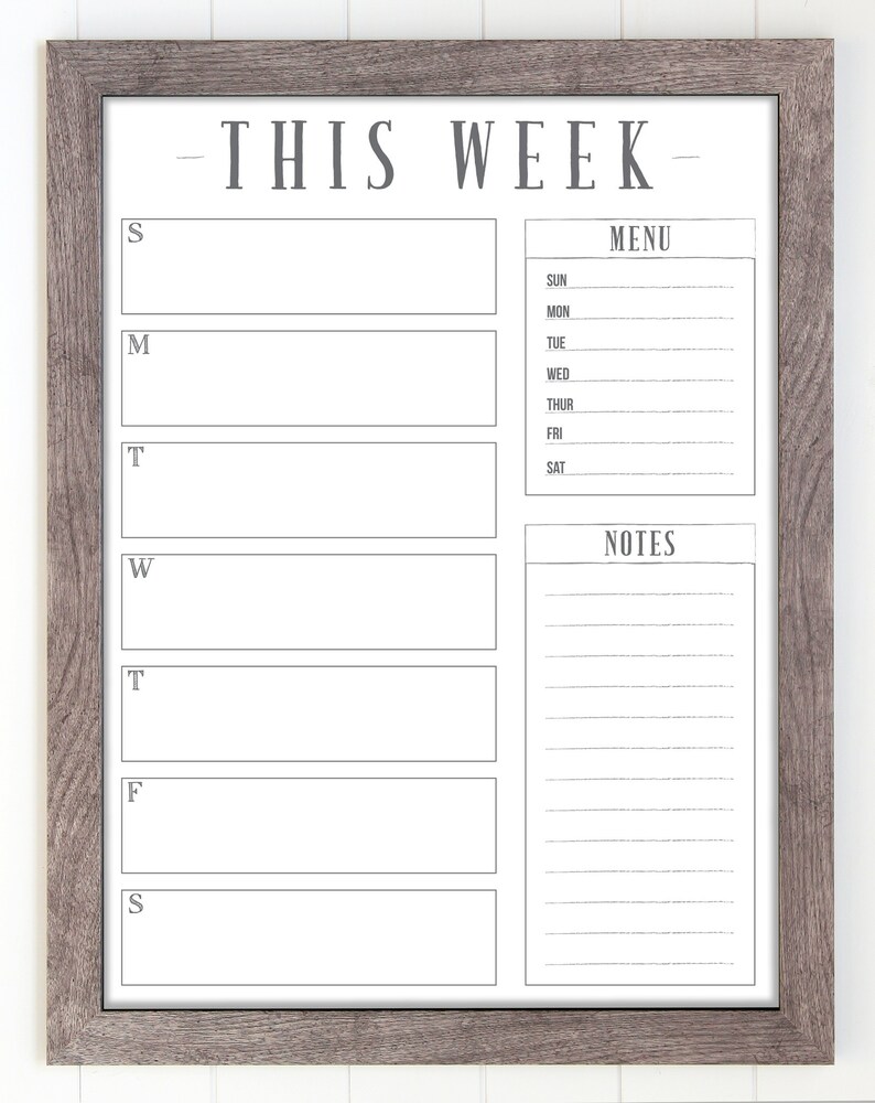 18x24 Weekly Calendar Weekly Dry Erase Planner Custom Framed Etsy