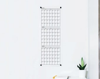 Dry Erase Quarterly Calendar on Acrylic for wall in Office or Home , Quarterly Wall Calendar , 3 Months Calendar on Acrylic , Work from Home