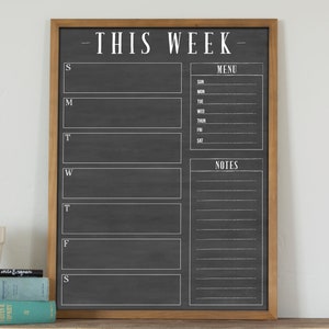 18x24 Weekly Calendar, Weekly Chalkboard Dry Erase Planner, Custom Framed Calendar for Command Center, Modern Simple Farmhouse 1864 Almond