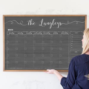 Personalized Dry Erase Chalkboard Calendar, Family Calendar, Framed Command Center, Horizontal Wall Calendar, Back To School Gift