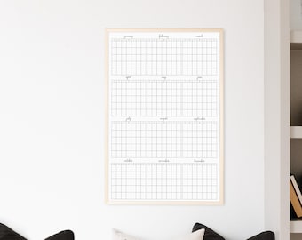 Yearly Calendar | Year at a Glance Calendar Reusable 24"x36"