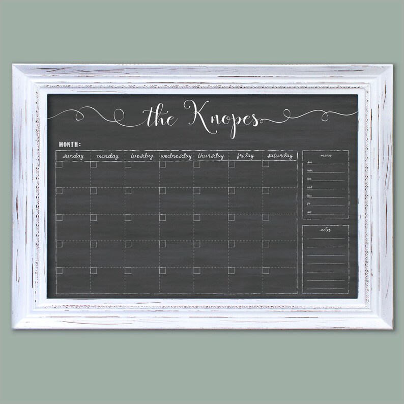 Personalized Dry Erase Chalkboard Calendar Small OR Large Etsy