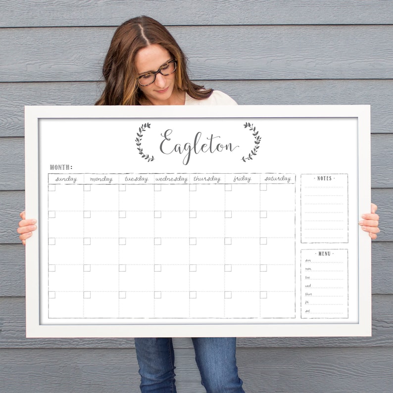 Large Wall Calendar 24x36 Dry Erase Reusable Framed Calendar Etsy Canada