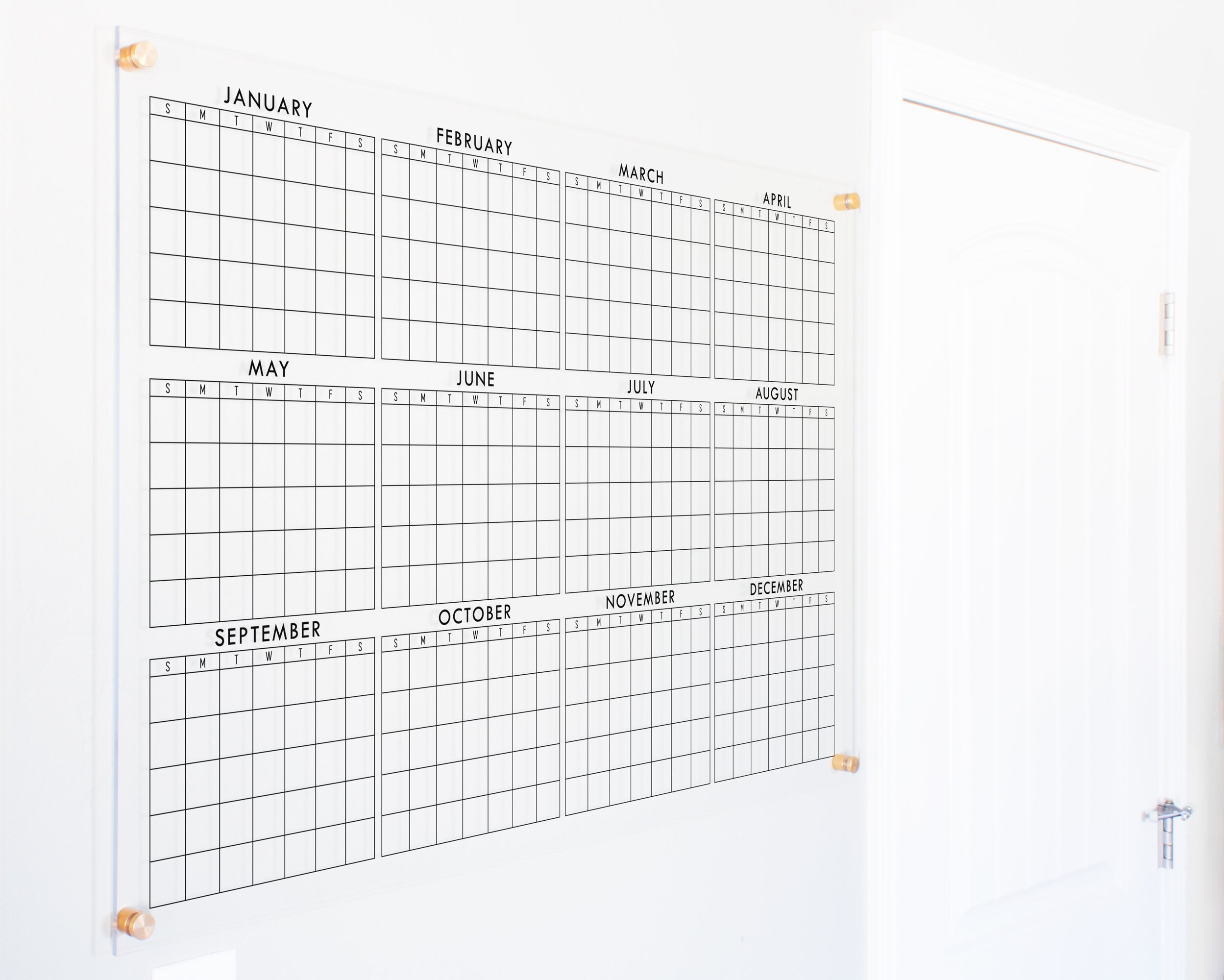 Yearly Dry Erase Acrylic Calendar clear wall mounted Etsy