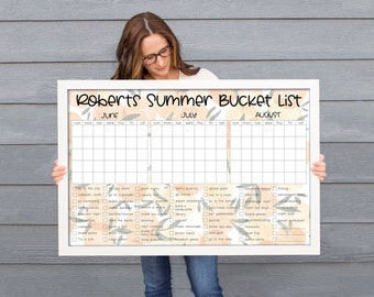 Personalized Summer Bucket List Calendar for Adults, Teens & Kids | Customizable Large 2024 Summer Planner Available in 18x24 and 24x36