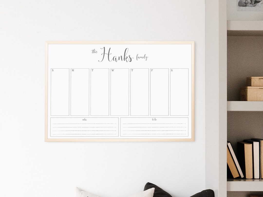 Framed Perpetual Whiteboard Weekly Calendar Personalized With Family