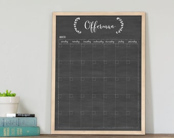 Personalized Chalkboard Calendar, Dry erase calendar, Framed Dry Erase chalkboard Family Calendar | Eagleton