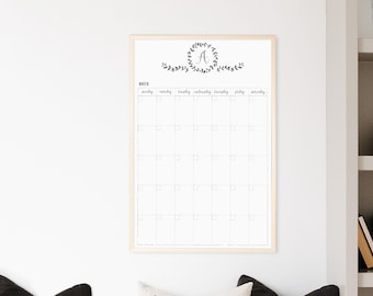 Whiteboard Calendar with Magnetic Option | Dry Erase Personalized Family Calendar | 18x24 or 24x36 Framed Wall Calendar