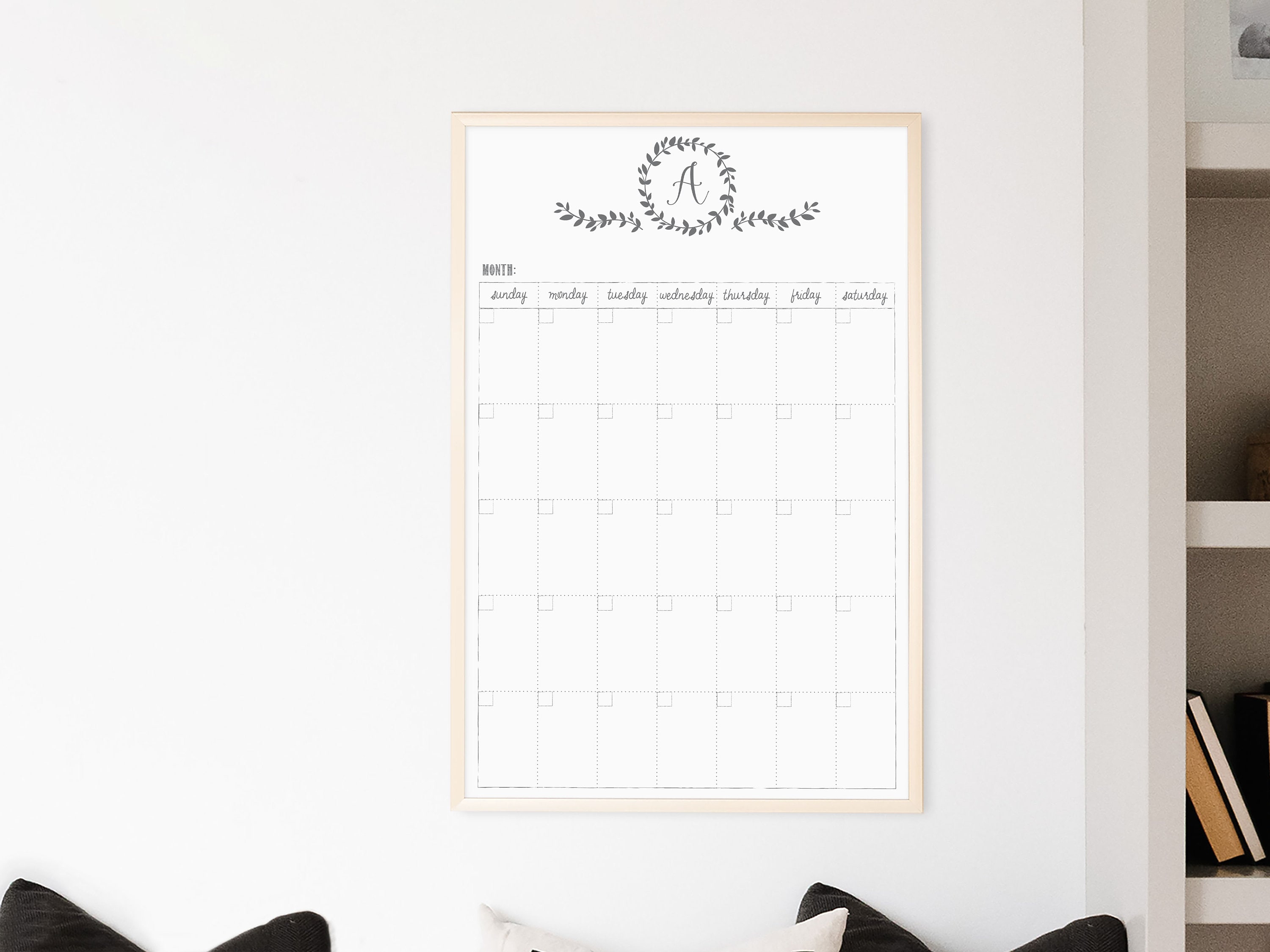 Personalized Dry Erase Framed Monthly Calendar for Wall Large Whiteboard  Calendar for Office or Personalized Housewarming Gift 