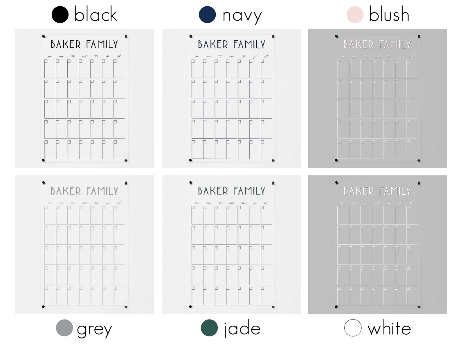 Large Acrylic Calendar for Wall Customized for Family Etsy